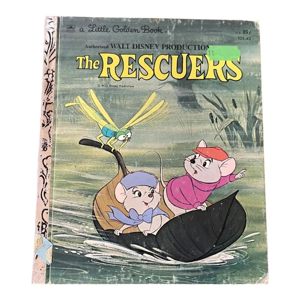 Vintage 1977 Walt Disney The Rescuers Little Golden Book Hardcover Western
